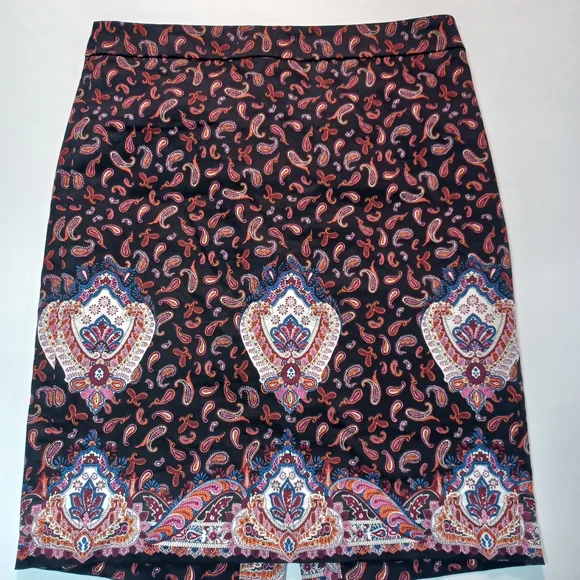 J. Crew Black and Red Paisley Pencil Skirt - Picture 1 of 6